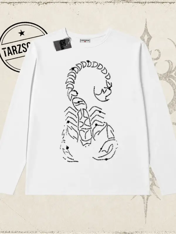 Unisex Akrep Biskilet Yaka  Long Sleeve Beyaz
