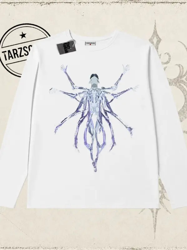 Unisex Alien Biskilet Yaka  Long Sleeve Beyaz