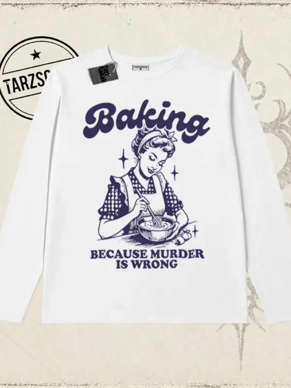 Unisex Baking Biskilet Yaka  Long Sleeve Beyaz
