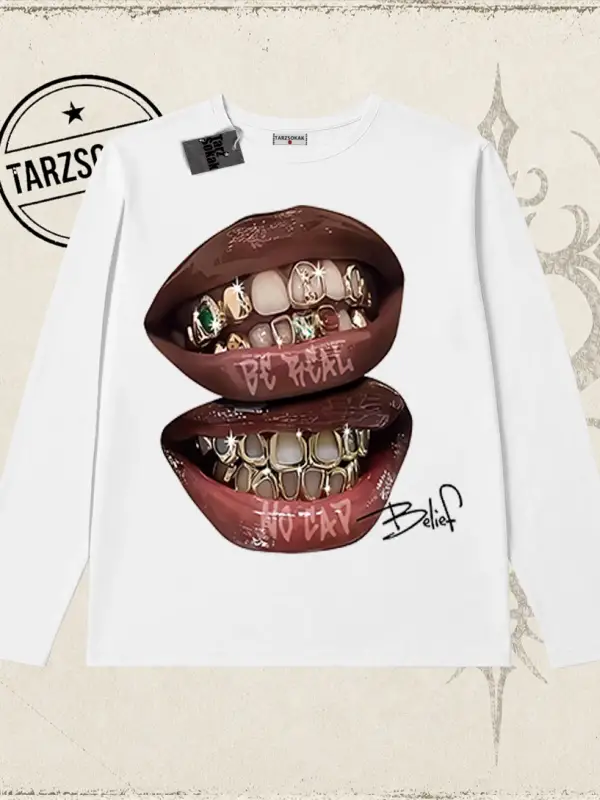 Unisex Belief Biskilet Yaka  Long Sleeve Beyaz