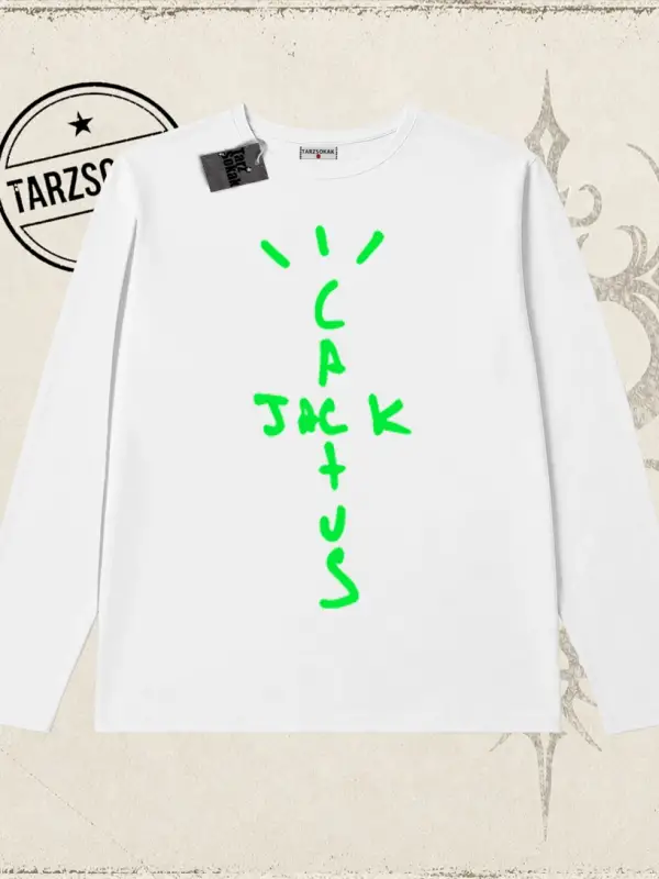 Unisex Cactus Jack Air Biskilet Yaka  Long Sleeve Beyaz