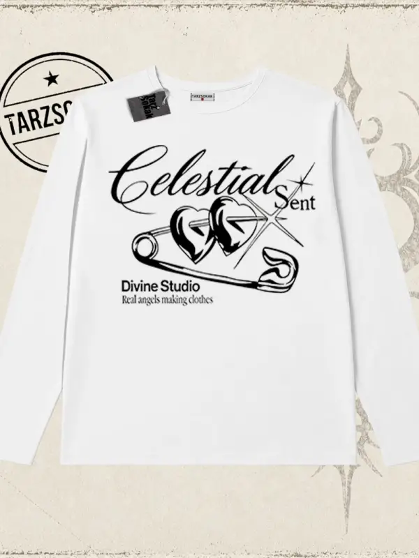Unisex Celestial Sent Biskilet Yaka  Long Sleeve Beyaz