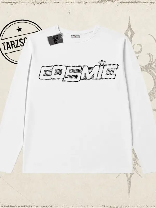 Unisex Cosmic Biskilet Yaka  Long Sleeve Beyaz