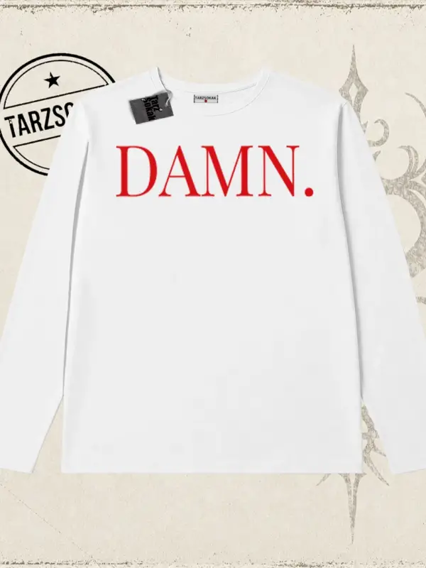 Unisex Damn Kendrick Lamar Biskilet Yaka  Long Sleeve Beyaz