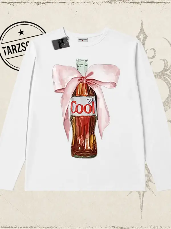 Unisex Diet Cool Biskilet Yaka  Long Sleeve Beyaz