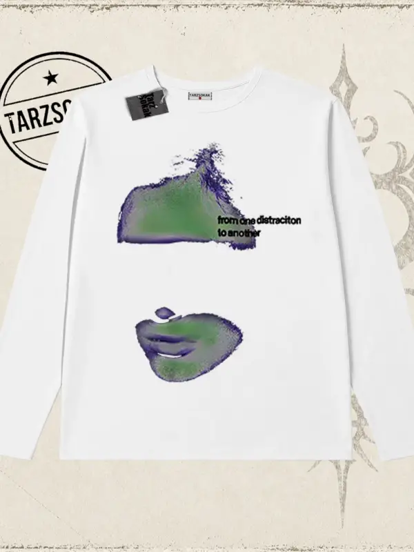 Unisex Distraction Biskilet Yaka  Long Sleeve Beyaz