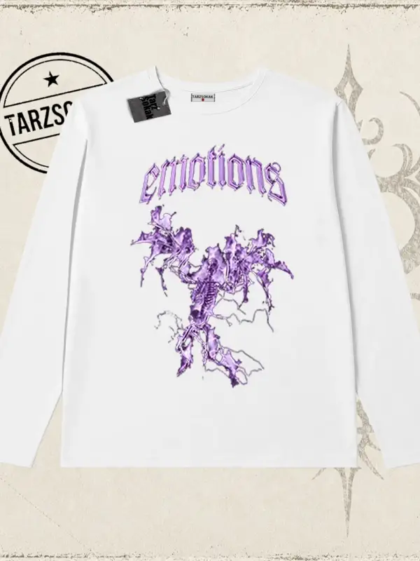Unisex Emotions Biskilet Yaka  Long Sleeve Beyaz