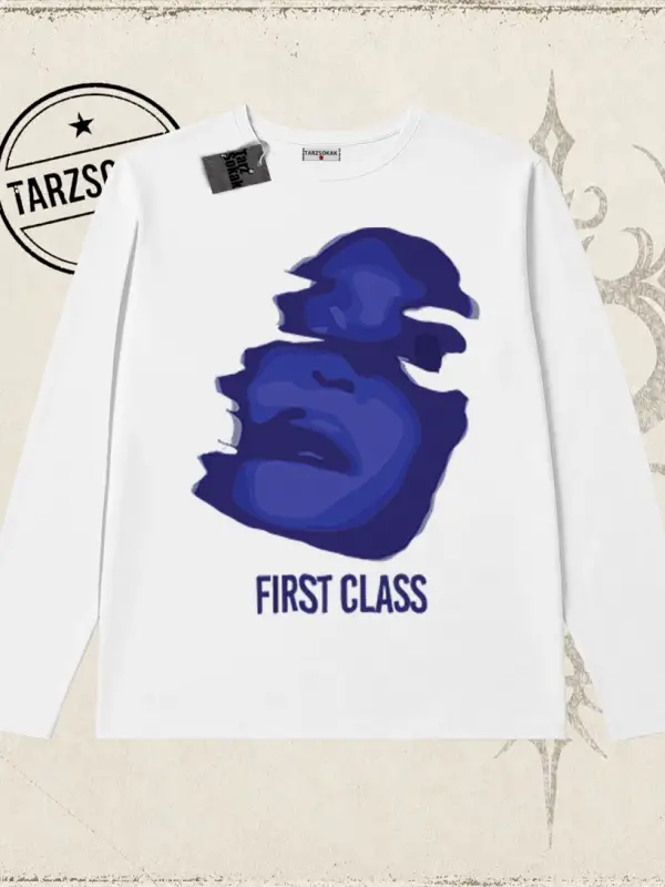 Unisex First Class Biskilet Yaka  Long Sleeve Beyaz