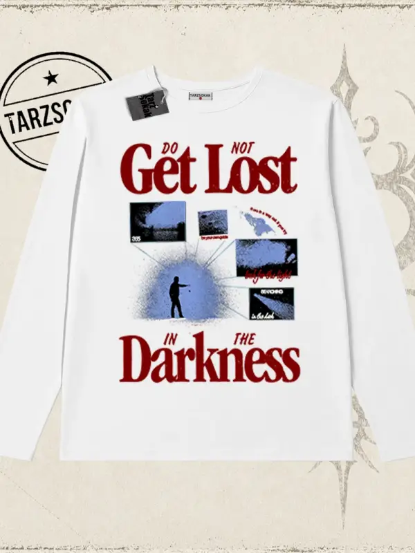 Unisex Get Lost Biskilet Yaka  Long Sleeve Beyaz