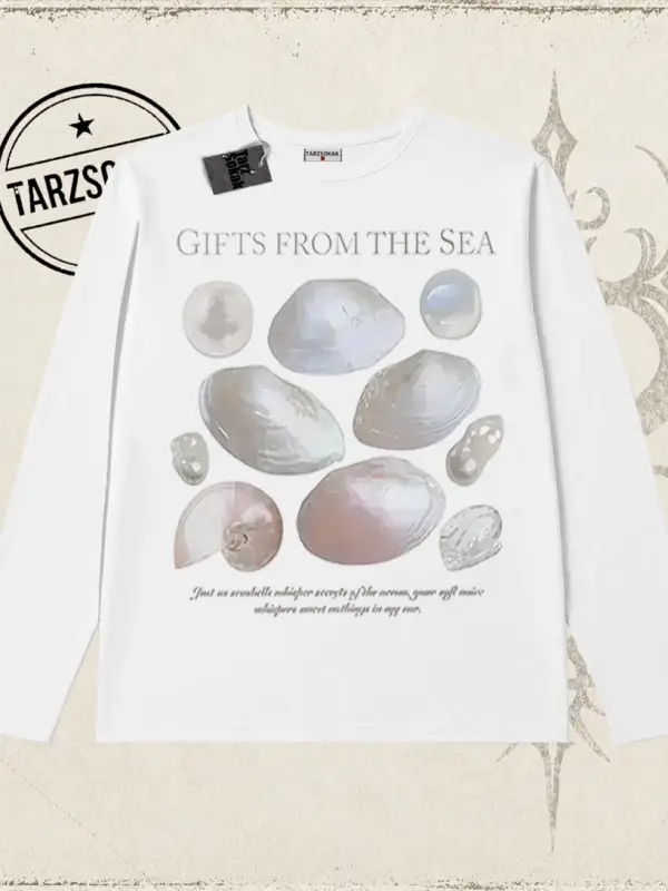 Unisex Gifts From The Sea Biskilet Yaka  Long Sleeve Beyaz