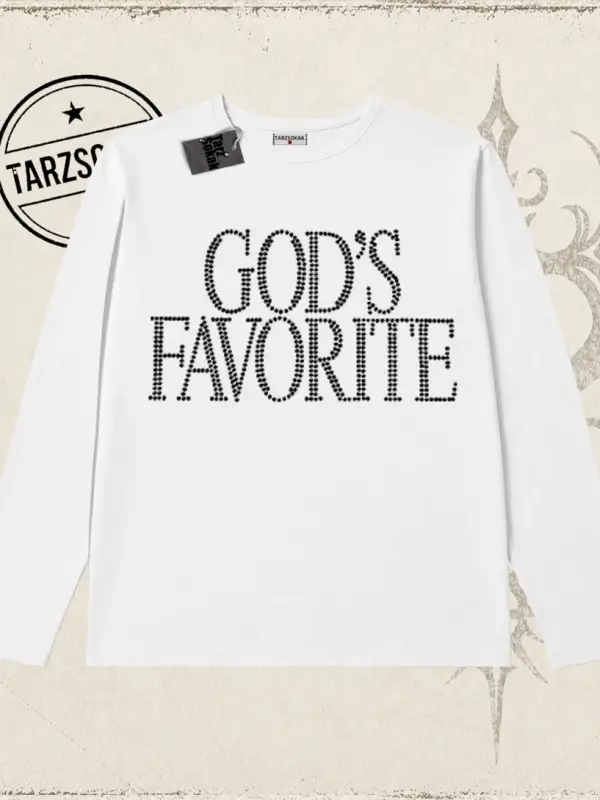 Unisex Gods Favorite Biskilet Yaka  Long Sleeve Beyaz
