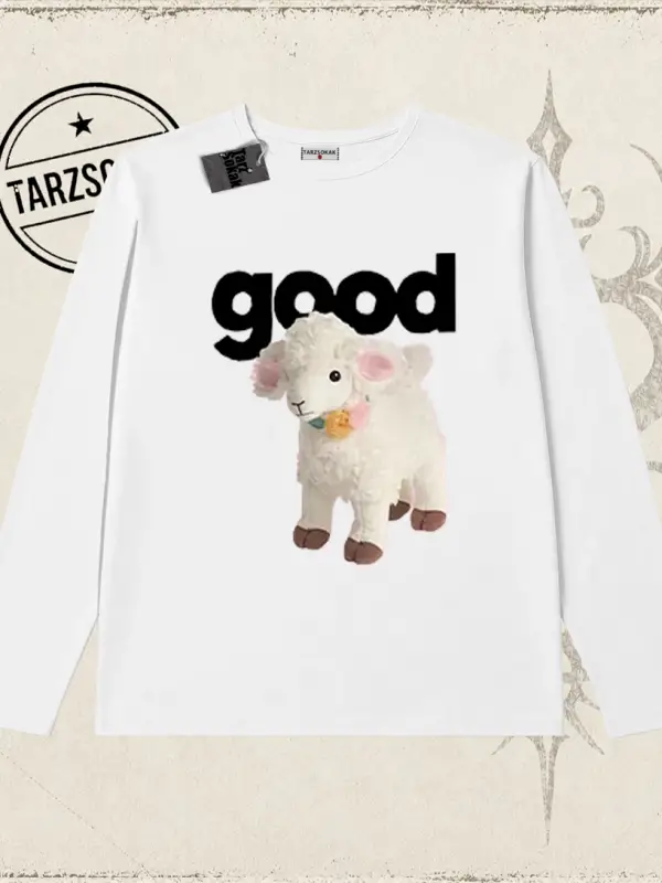 Unisex Good Biskilet Yaka  Long Sleeve Beyaz