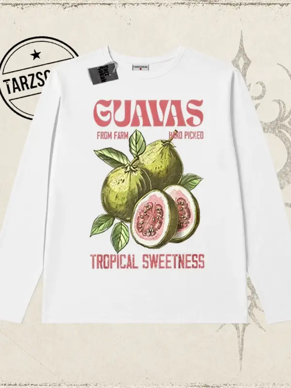 Unisex Guavas Biskilet Yaka  Long Sleeve Beyaz