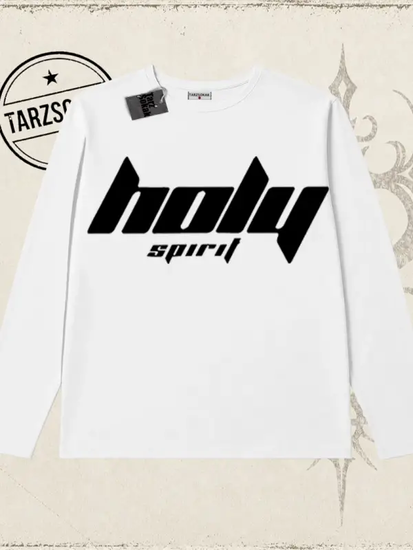 Unisex Holy Spirit Biskilet Yaka  Long Sleeve Beyaz