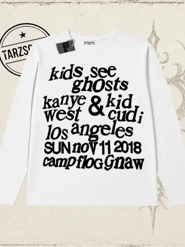 Unisex Ksg Kids See Ghosts Biskilet Yaka  Long Sleeve Beyaz