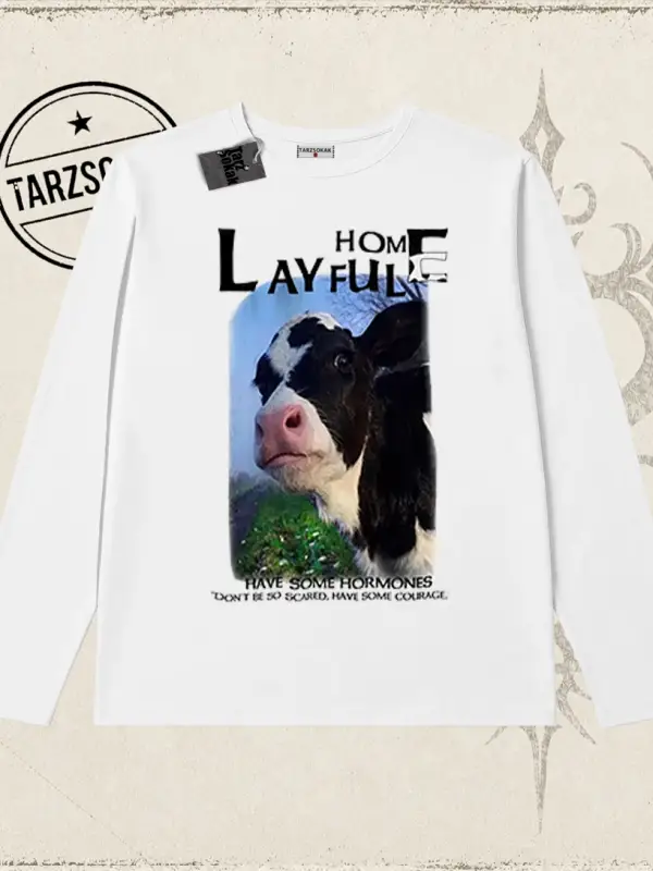 Unisex Layful Biskilet Yaka  Long Sleeve Beyaz
