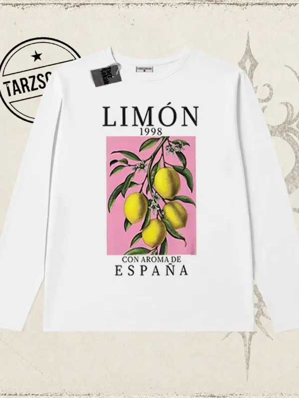 Unisex Limon 1998 Biskilet Yaka  Long Sleeve Beyaz
