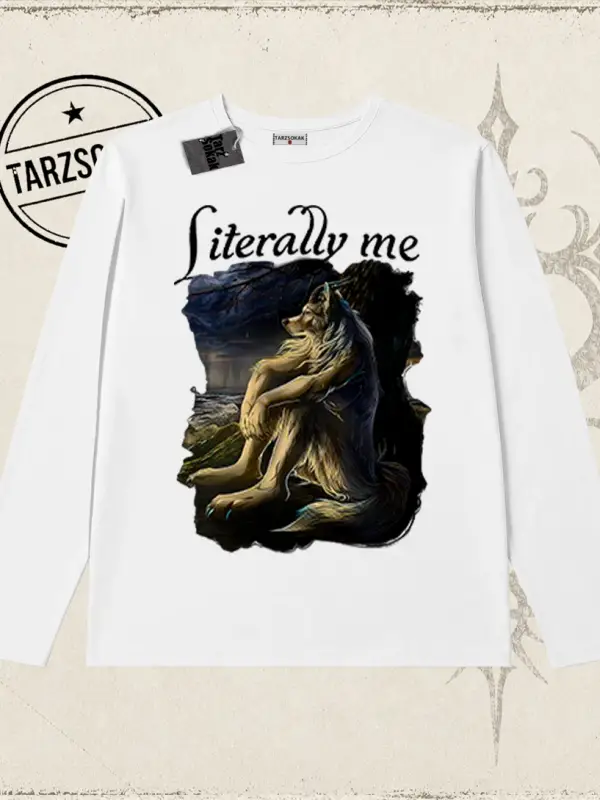 Unisex Literally Me Biskilet Yaka  Long Sleeve Beyaz