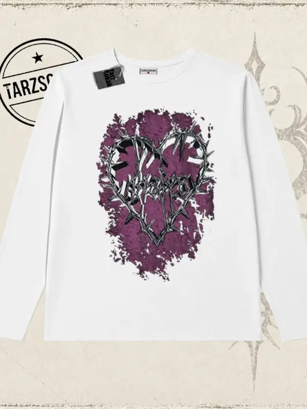 Unisex Money Temptation Biskilet Yaka  Long Sleeve Beyaz