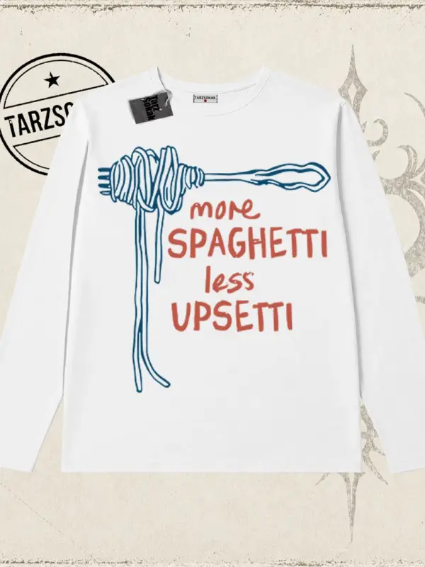 Unisex More Spaghetti Biskilet Yaka  Long Sleeve Beyaz