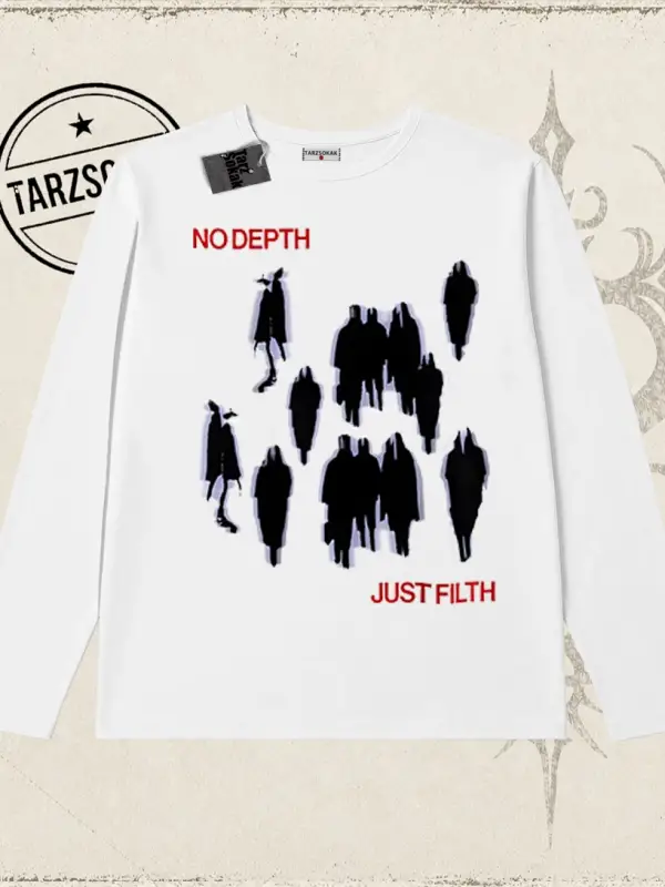Unisex No Depth Biskilet Yaka  Long Sleeve Beyaz