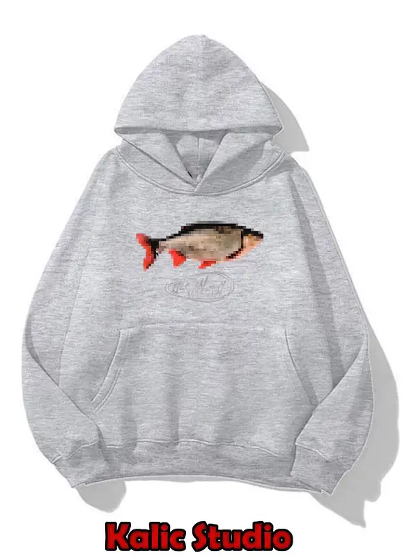 Unisex Pixel Fish Sweatshirt gri