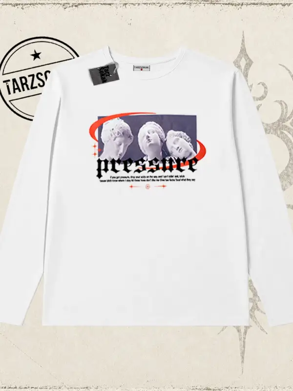Unisex Pressure Biskilet Yaka  Long Sleeve Beyaz