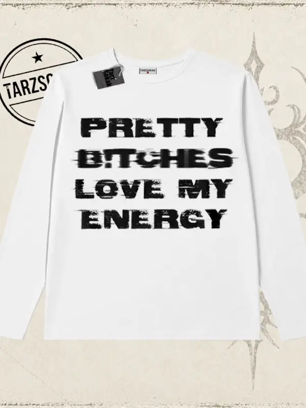 Unisex Pretty Biskilet Yaka  Long Sleeve Beyaz