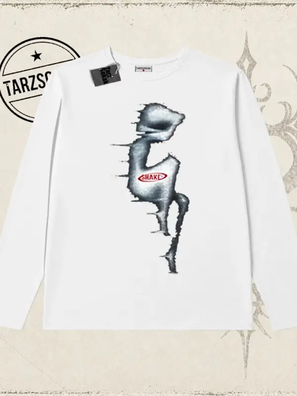 Unisex Shake Biskilet Yaka  Long Sleeve Beyaz