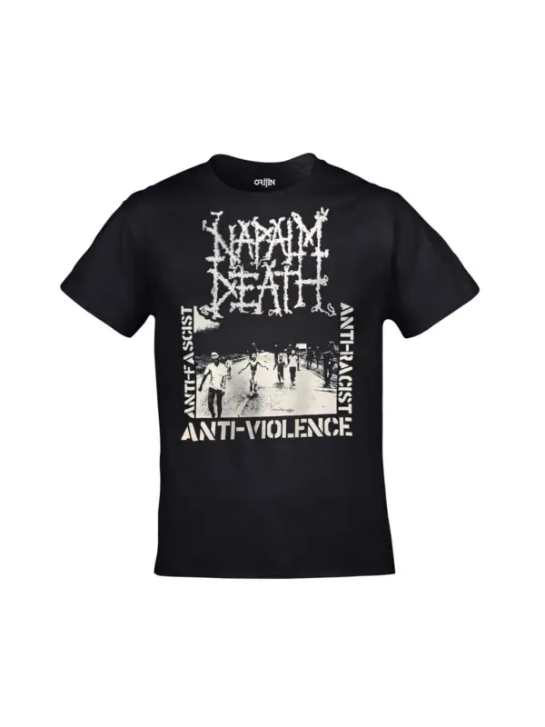 Unisex Siyah Napalm Death Anti Violence Smash Oppression Baskılı
