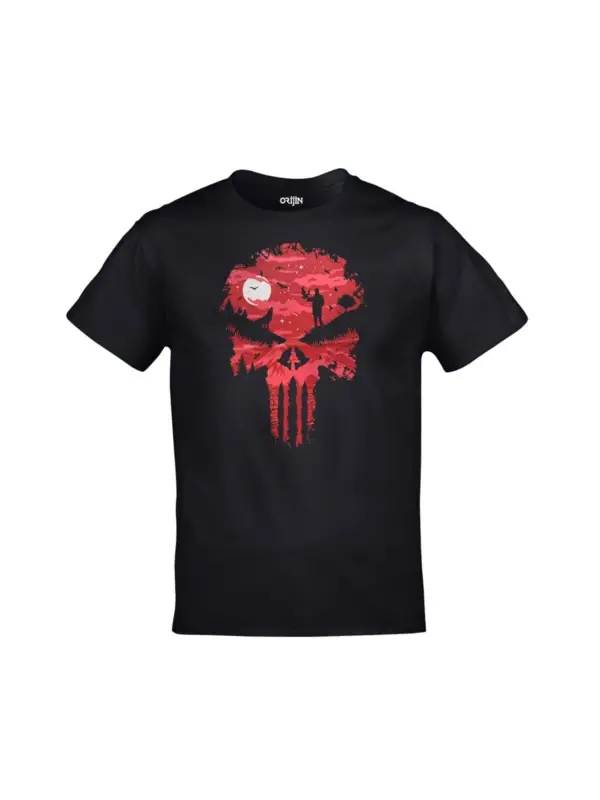 Unisex Siyah Punisher Baskılı