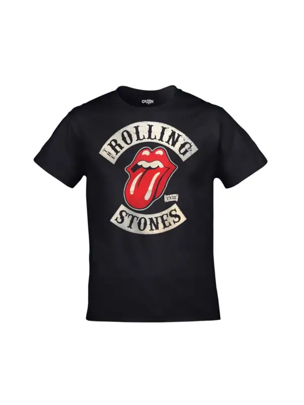 Unisex Siyah The Rolling Stones 1978 Logo Baskılı