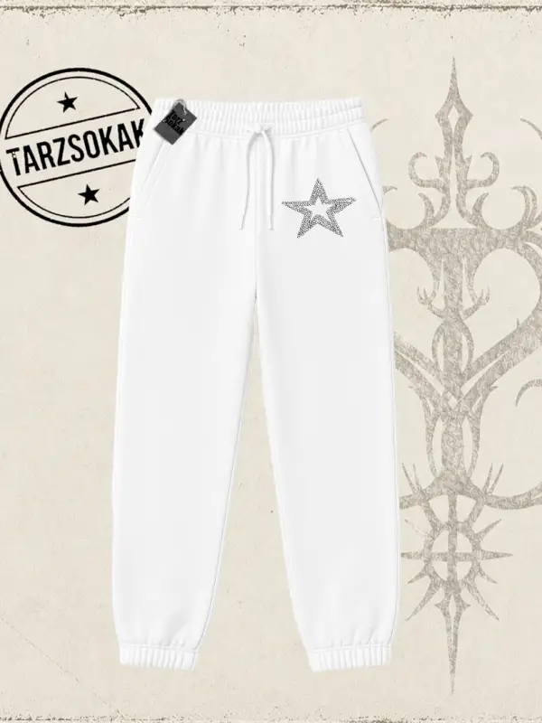 Unisex Star Stroke Unisex Jogger Eşofman Altı Beyaz