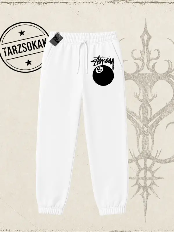 Unisex Stüssy 8Ball Unisex Jogger Eşofman Altı Beyaz