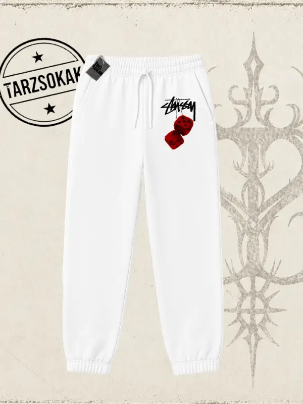 Unisex Stüssy Zar Unisex Jogger Eşofman Altı Beyaz