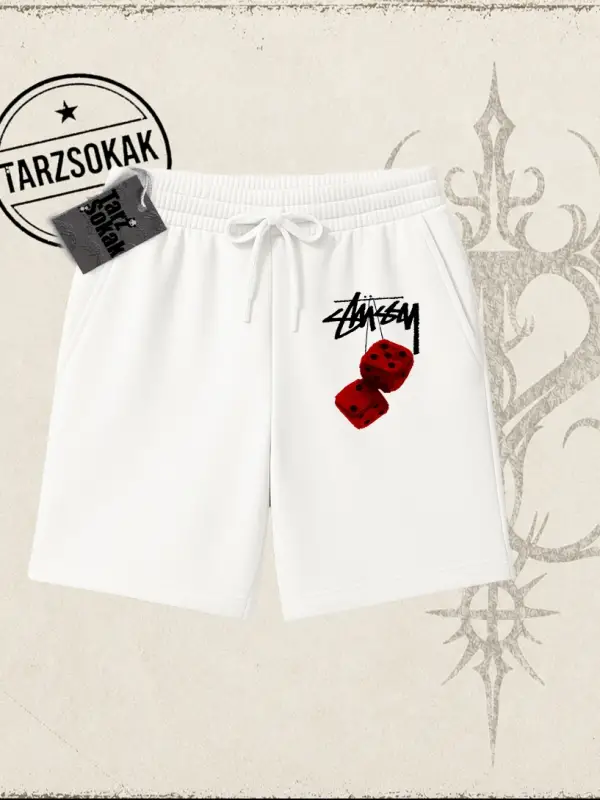 Unisex Stüssy Zar Unisex Şort Beyaz
