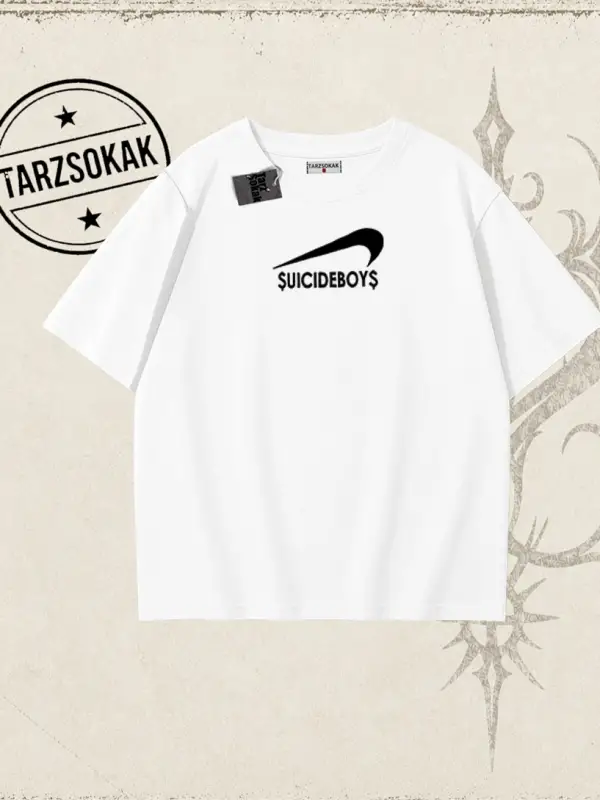 Unisex Suicedeboys Oversize Unisex Tişört Beyaz
