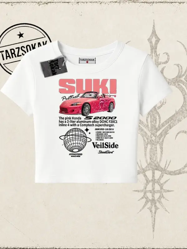 Unisex Suki Fast And Furious Kadın Baby Tee Beyaz