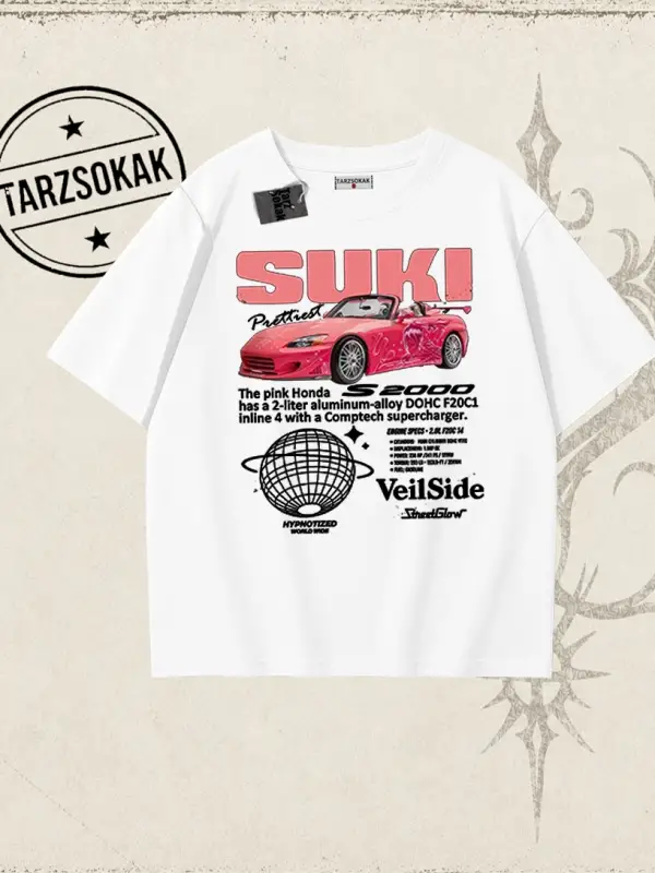 Unisex Suki Fast And Furious Oversize Unisex Tişört Beyaz