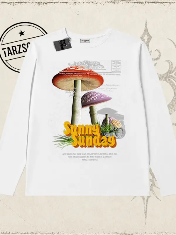 Unisex Sunny Sunday Biskilet Yaka  Long Sleeve Beyaz