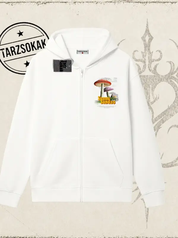 Unisex Sunny Sunday Oversize Unisex Hırka & Çeket Fermuarlı Sweatshirt Beyaz