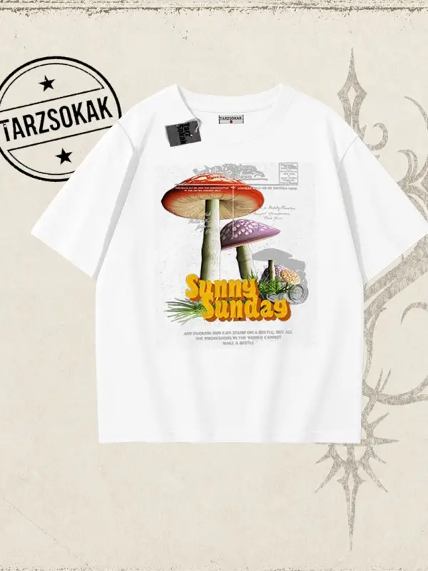 Unisex Sunny Sunday Oversize Unisex Tişört Beyaz