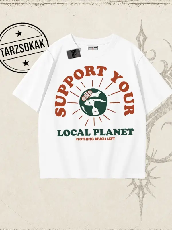 Unisex Support Your Oversize Unisex Tişört Beyaz
