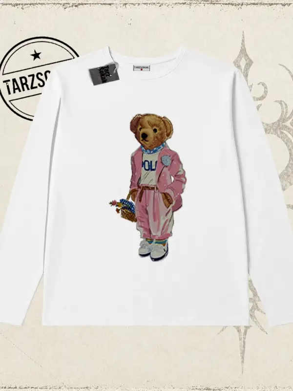 Unisex Teddy Biskilet Yaka  Long Sleeve Beyaz
