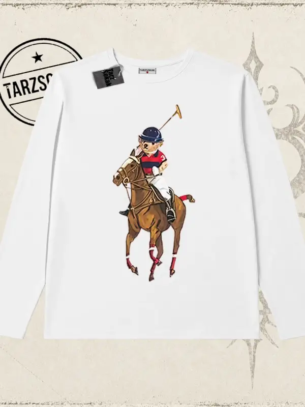 Unisex Teddy Horse Biskilet Yaka  Long Sleeve Beyaz