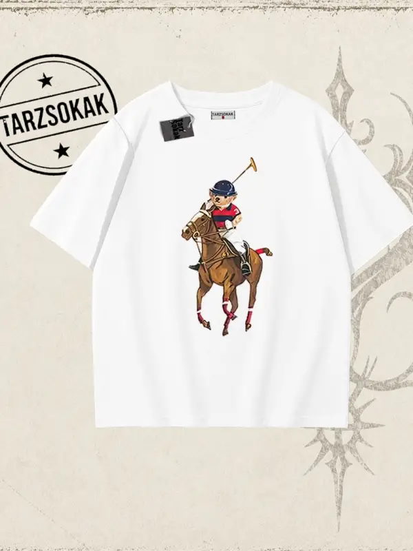 Unisex Teddy Horse Oversize Unisex Tişört Beyaz