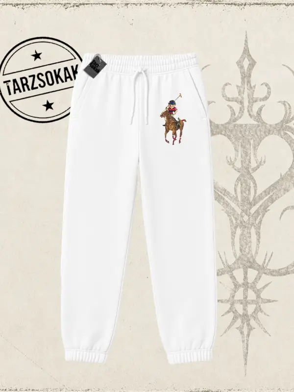 Unisex Teddy Horse Unisex Jogger Eşofman Altı Beyaz
