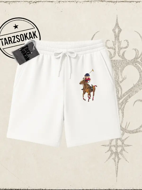 Unisex Teddy Horse Unisex Şort Beyaz