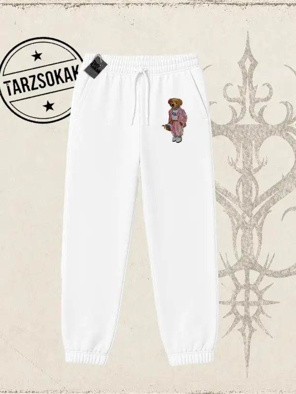 Unisex Teddy Unisex Jogger Eşofman Altı Beyaz