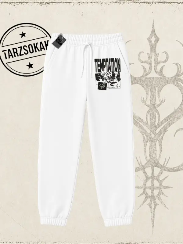 Unisex Temptation Tshirt Unisex Jogger Eşofman Altı Beyaz